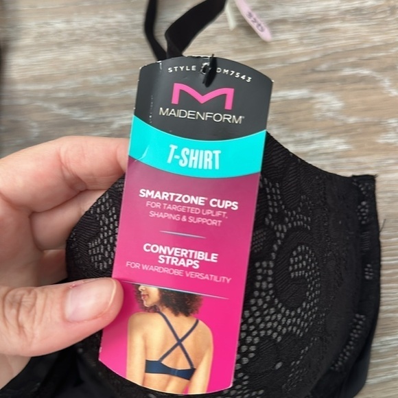 MAIDENFORM 32D T-Shirt convertible straps black lace DM7543 underwire - Picture 2 of 6